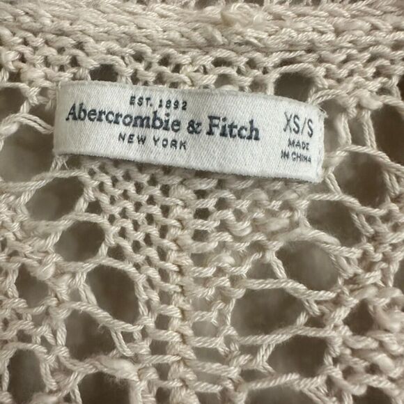 Abercrombie & Fitch Crochet Kimono Women's ‎ XS/S Cream Short Sleeve Boho - Picture 3 of 6